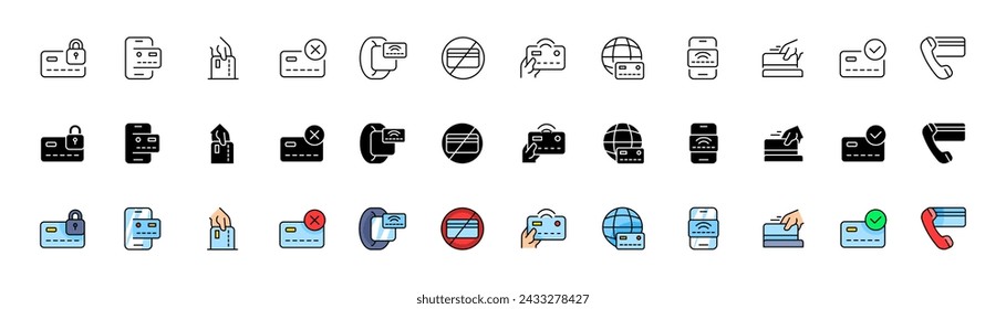Conjunto de iconos de pago con tarjeta. Estilo plano. Iconos vectoriales