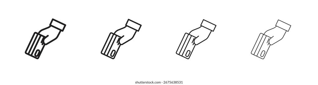 Ilustración vectorial del icono del pago de la tarjeta, icono del diseño de la línea. Trazos editables.
