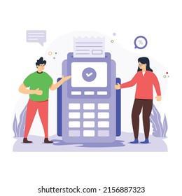Card payment machine, flat illustration of POS terminal 

