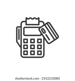 Card payment machine, icon in line design. Card, payment, machine, credit, transaction, terminal, swipe on white background vector. Card payment machine editable stroke icon