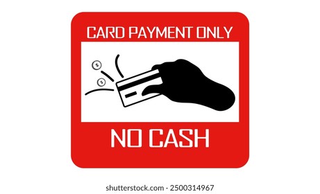 card payment only, no cash, black and red isolated silhouette