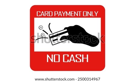card payment only, no cash, black and red isolated silhouette