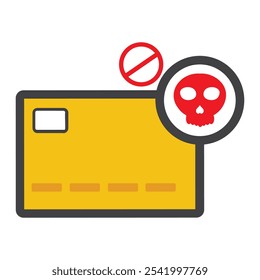 card payment with skull icon isolated on white background