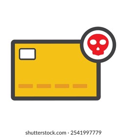 pagamento de cartão com ícone caveira isolado no fundo branco