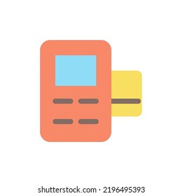 Card payment terminal flat color ui icon. Billing option. Money-transfer service. Online marketplace. Simple filled element for mobile app. Colorful solid pictogram. Vector isolated RGB illustration