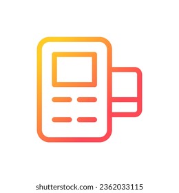 Card payment terminal pixel perfect gradient linear ui icon. Billing option. Money-transfer service. Line color user interface symbol. Modern style pictogram. Vector isolated outline illustration
