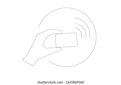 card payment through nfc isolated on white background, cashless card vector design 