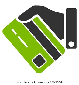Card Payment vector icon. Illustration style is a flat iconic bicolor eco green and gray symbol on white background.