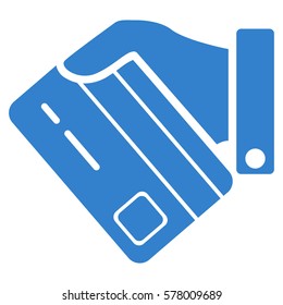 Card Payment vector icon. Illustration style is a flat iconic cobalt symbol on white background.