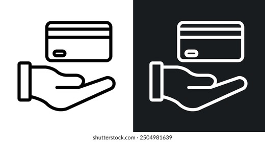 Card payment vector icon set black and white filled and outlined style.