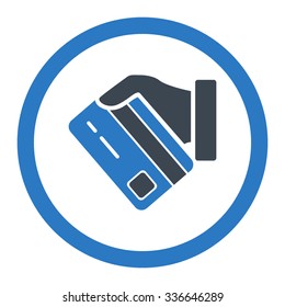 Card Payment vector icon. Style is bicolor flat rounded symbol, smooth blue colors, rounded angles, white background.