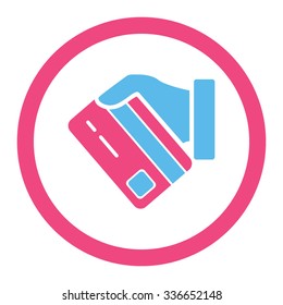 Card Payment vector icon. Style is bicolor flat rounded symbol, pink and blue colors, rounded angles, white background.