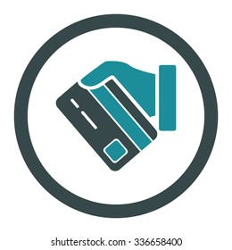 Card Payment vector icon. Style is bicolor flat rounded symbol, soft blue colors, rounded angles, white background.