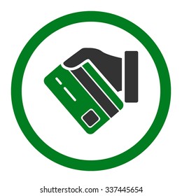 Card Payment vector icon. Style is bicolor flat rounded symbol, green and gray colors, rounded angles, white background.