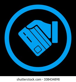 Card Payment vector icon. Style is flat rounded symbol, blue color, rounded angles, black background.