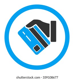 Card Payment vector icon. Style is bicolor flat rounded symbol, blue and gray colors, rounded angles, white background.