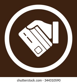 Card Payment vector icon. Style is flat rounded symbol, white color, rounded angles, brown background.