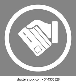 Card Payment vector icon. Style is flat rounded symbol, white color, rounded angles, gray background.