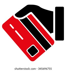 Card Payment vector icon. Style is bicolor flat symbol, intensive red and black colors, rounded angles, white background.