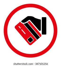 Card Payment vector icon. Style is bicolor flat rounded symbol, intensive red and black colors, rounded angles, white background.