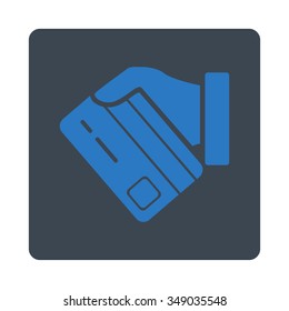 Card Payment vector icon. Style is flat rounded square button, smooth blue colors, white background.