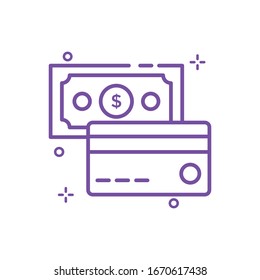 Ilustración del vector de pago de tarjeta. Icono de esquema de compras y comercio electrónico. Archivo EPS 10