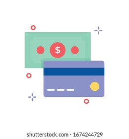 Vektorillustration Kartenzahlung Shopping und E-Commerce Flat Symbol. 