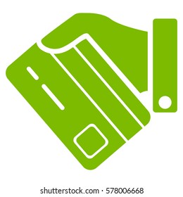 Card Payment vector pictogram. Illustration style is a flat iconic eco green symbol on white background.