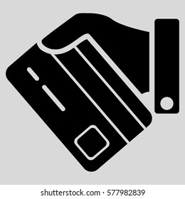 Card Payment vector pictograph. Illustration style is a flat iconic black symbol on light gray background.