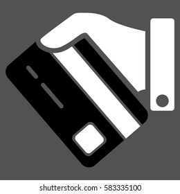 Card Payment vector pictograph. Illustration style is a flat iconic bicolor black and white symbol on gray background.