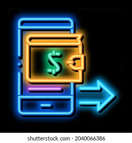 card payment via smartphone neon light sign vector. Glowing bright icon card payment via smartphone sign. transparent symbol illustration