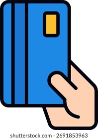 Kartenzahlungen, Vektordesign, Debit- und Kreditkartentransaktionskonzept, sichere Online-Kauf-Illustration. Füllzeilensymbol
