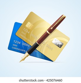 Card and Pen Business Concept. Vector illustration