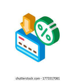 Card Percentage Icon Vector. Isometric Card Percentage sign. color isolated symbol illustration