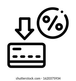 Card Percentage Icon Vector. Outline Card Percentage Sign. Isolated Contour Symbol Illustration