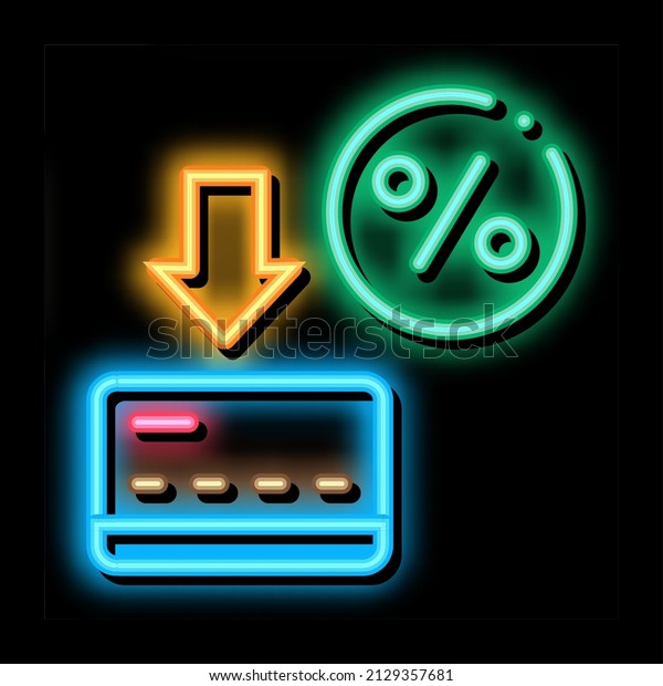 Card\
Percentage neon light sign vector. Glowing bright icon Card\
Percentage sign. transparent symbol\
illustration
