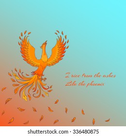 Card with phoenix. Vector background with place for your text.