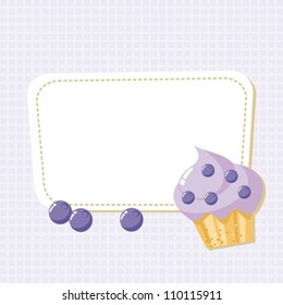card with a picture of the cake with blueberries