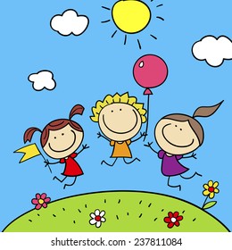 card with a picture of a girls  with balloon