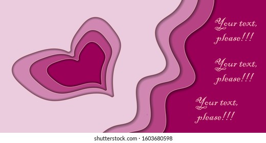 card with a picture of a heart in the style of paper cut - vector illustration, eps.