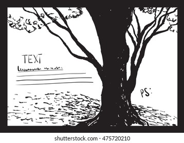 Card with a picture of a silhouette of a tree with a place for text