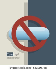 Card with pills and no sign, vector with depth