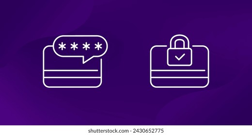 card PIN code, secure payment line icon