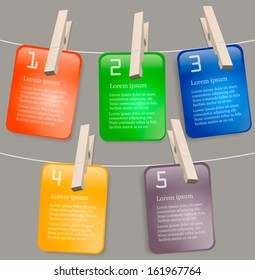 Card with a pin on the rope. Vector. Infographics for slideshow, business, training, presentations etc.