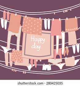 Card with pinc clothes 