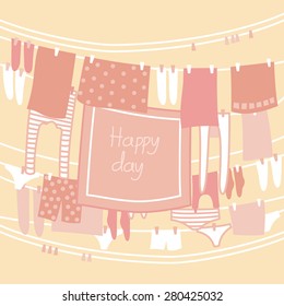 Card with pinc wash