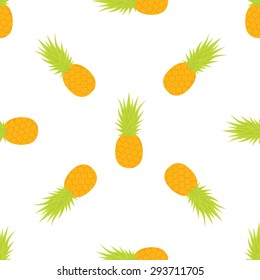 Card with pineapple on white background. Cartoon pineapple. Vector illustration.