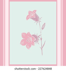 Card with pink bellflower