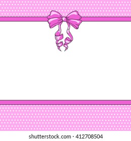 Card with pink bow. Space for text.