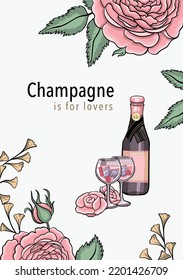 Card pink champagne every day romantic evening